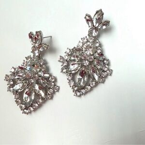 Elegant Silver Crystal Drop Earrings